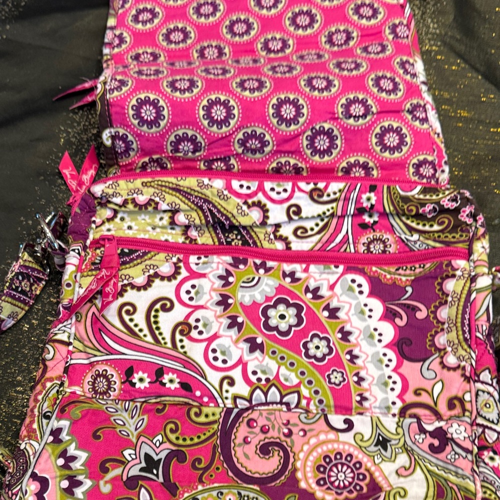 Vera Bradley Pink and Purple Paisley Crossbody Bag Very Berry - Picture 2 of 4